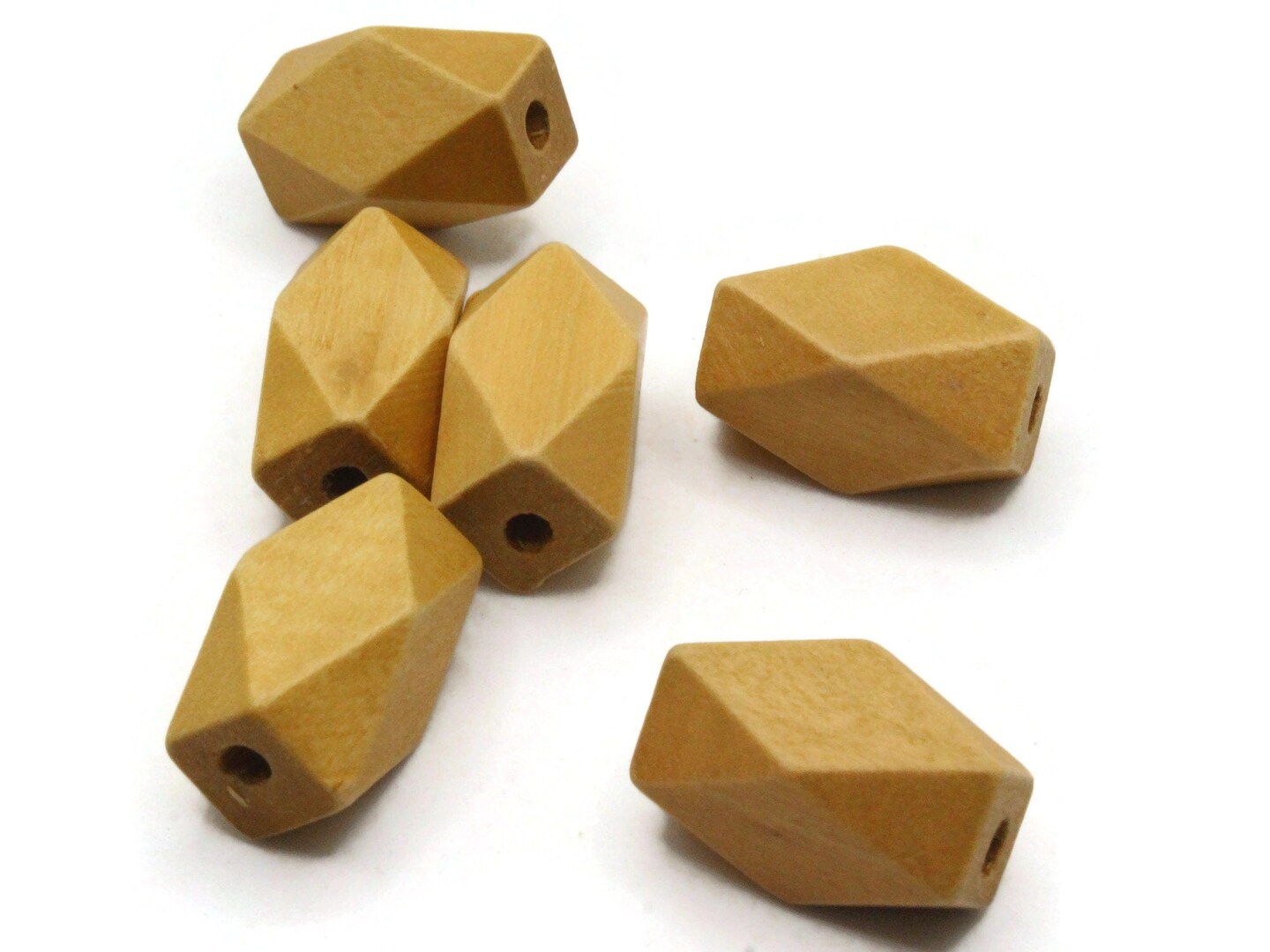 6 22mm Light Brown Large Hole Wood Vintage Macrame Rectangle Beads