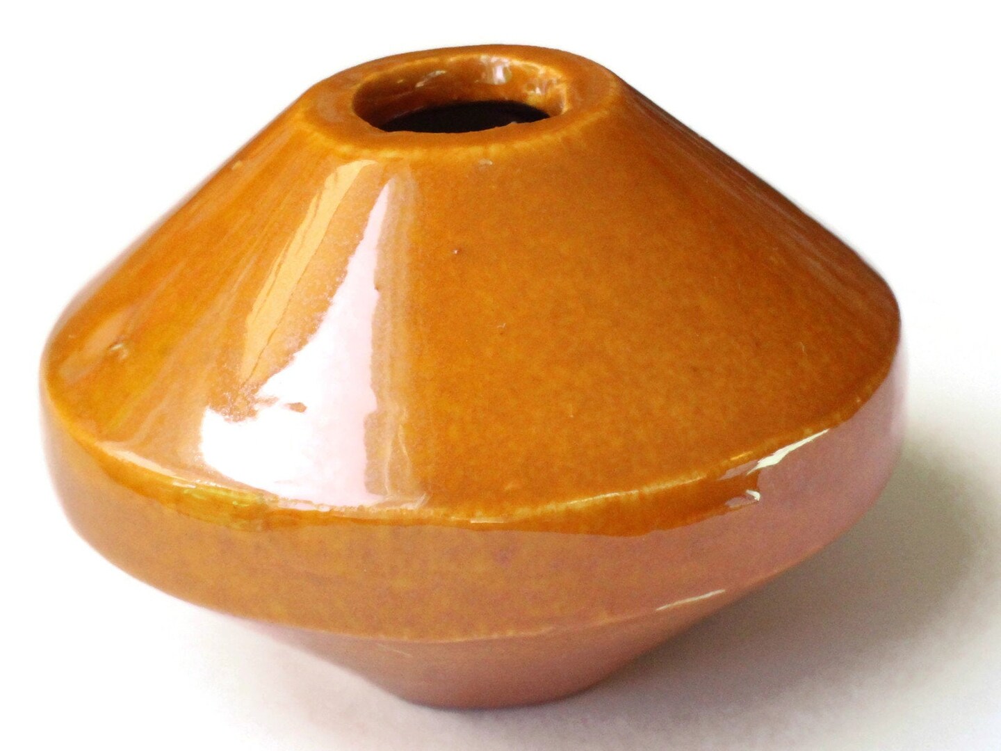 58mm Caramel Brown Saucer Bead Vintage Macrame Ceramic Bead bM1