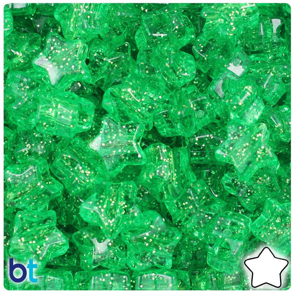 BeadTin Mint Sparkle 13mm Star Plastic Pony Beads (250pcs) Michaels
