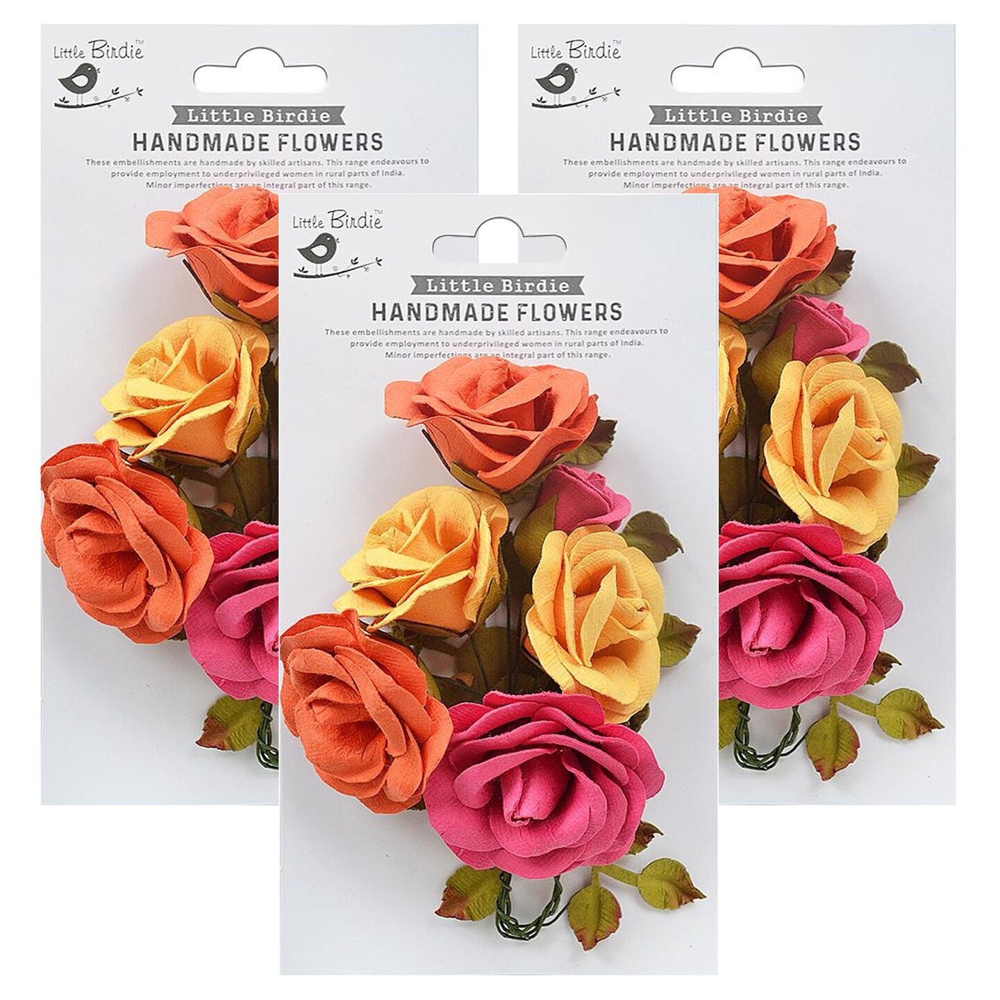 Pack Of 3 Little Birdie Marva Paper Flowers 4 Pkg Boho Vibes Michaels