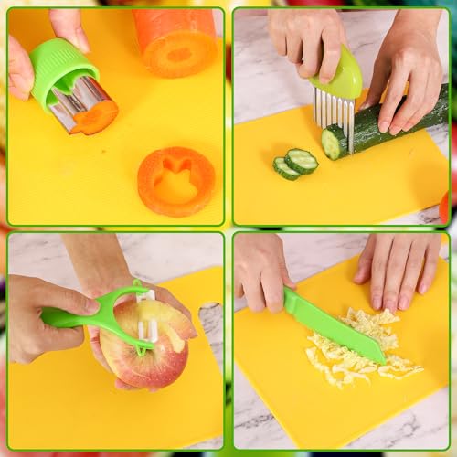 13 PCS Montessori Kitchen Tools Cookware Baking Toy for Toddlers Kids, Toddler Safe Knife Set for Real Cooking, Cutting Boards, Crinkle Cutter, Serrated Edges and Wooden Safe Knives