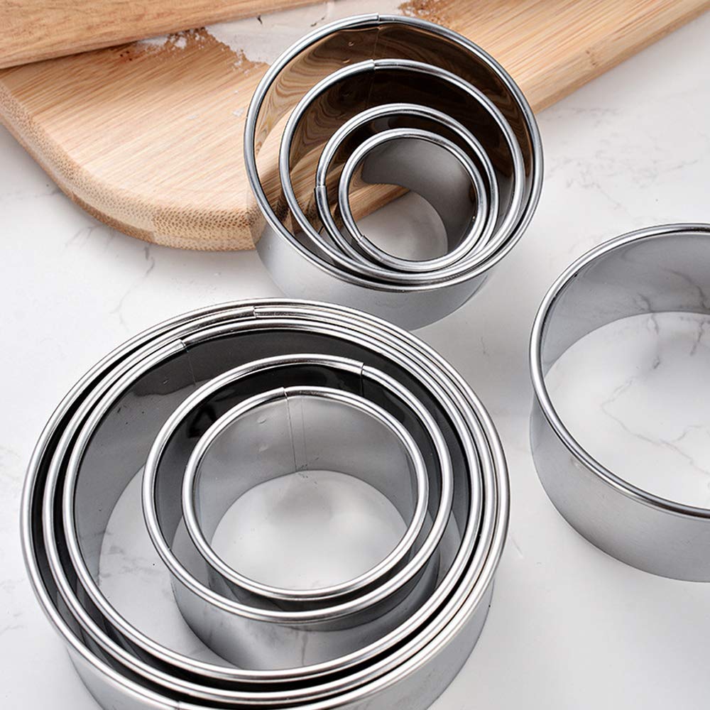 12  Pieces Stainless Steel Round Cookie Cutter Set,  Circular Biscuit Cutters Round Donut Ring Molds for Baking 1.2 Inch Height