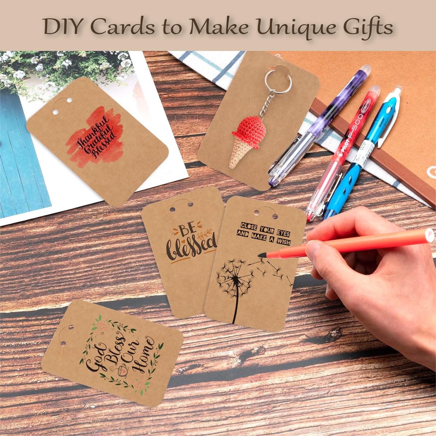 100 Pieces Keychain Display Cards, 3 x 4.7 Inch Keychain Holder with Self-Sealing Bags, Card Display Rack for Displaying Keyring Jewelry Bulk Keychains Packaging Supplies (Brown)