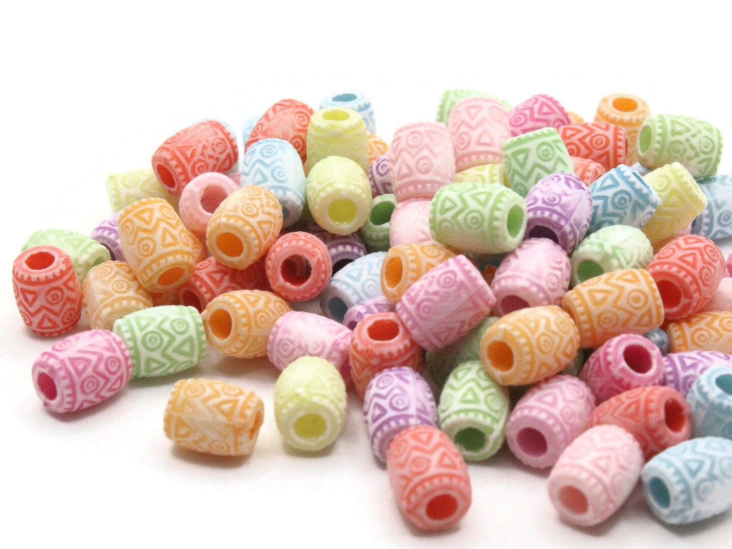 100 15mm Large Hole Mixed Color Plastic Tube Beads