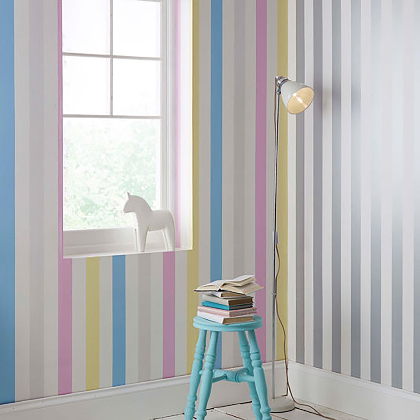Silver and White Stripe Wallpaper