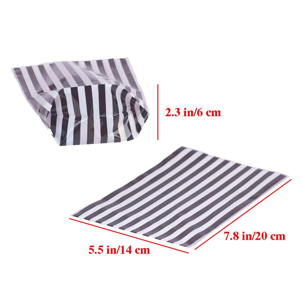 50 Pieces Black Stripe Clear Cello Bags Candy plastic favor cellophane treat Bags,