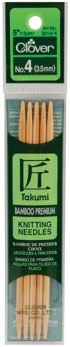 Takumi Bamboo Double Point Knitting Needles 5&#x22; 5/Pkg-Size 4/3.5mm
