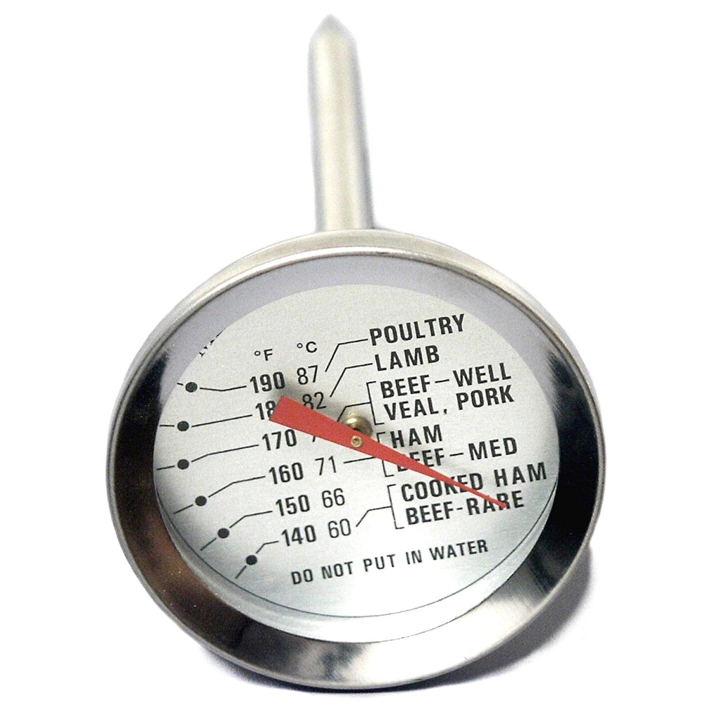 Chef Craft 4.75&#x22; Long Stainless Steel Poultry / Meat Thermometer, includes both F/C Markings
