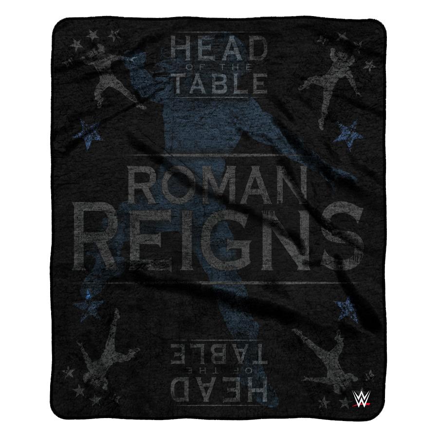 Sleep Squad WWE Roman Reigns 60&#x201D; x 80&#x201D; Raschel Plush Blanket - Head of Table