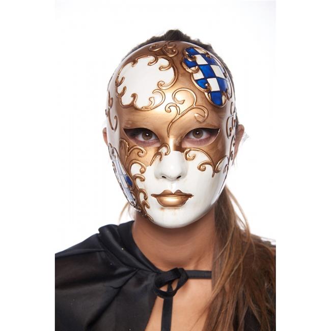 Luxurious Gold Full Face Plastic Mask (6.25 x 7.75) - Pack of 1 - Perfect  for Masquerades & Themed Events