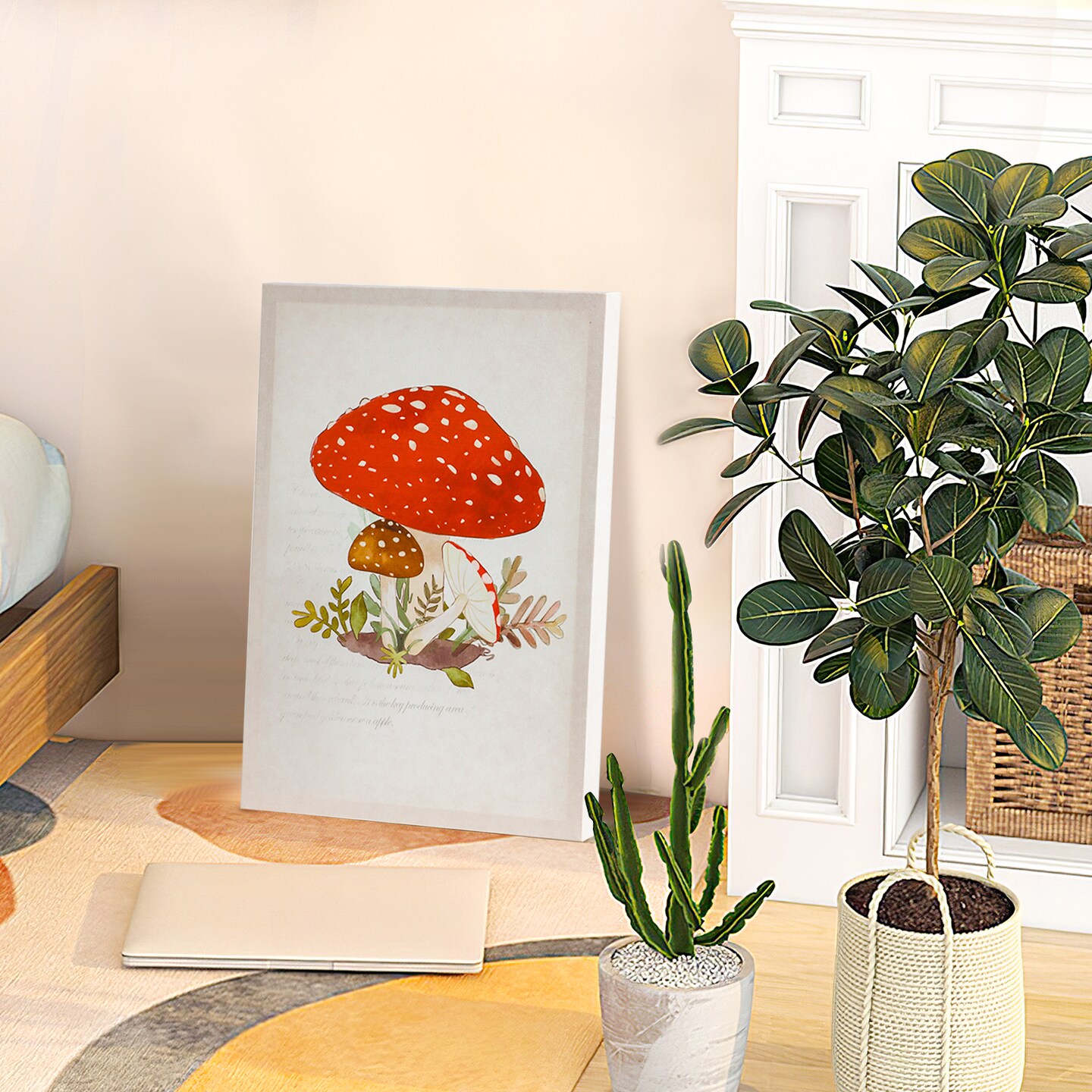 12"x15.9" Mushroom Wall Decor Canvas Wall Art 3 Piece Framed Wall Art