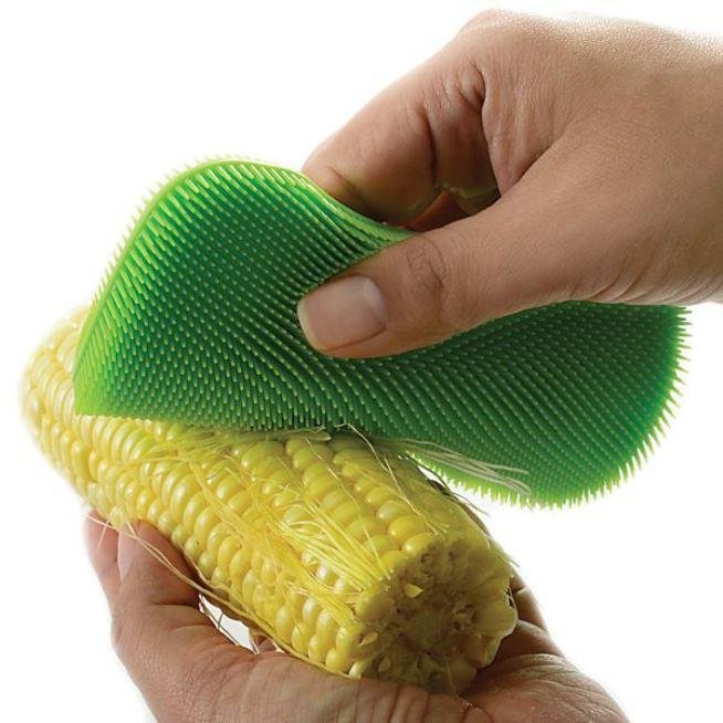 Norpro Silicone Dish Scrubbing Sponge / Vegetable Scrubber Brush - Green