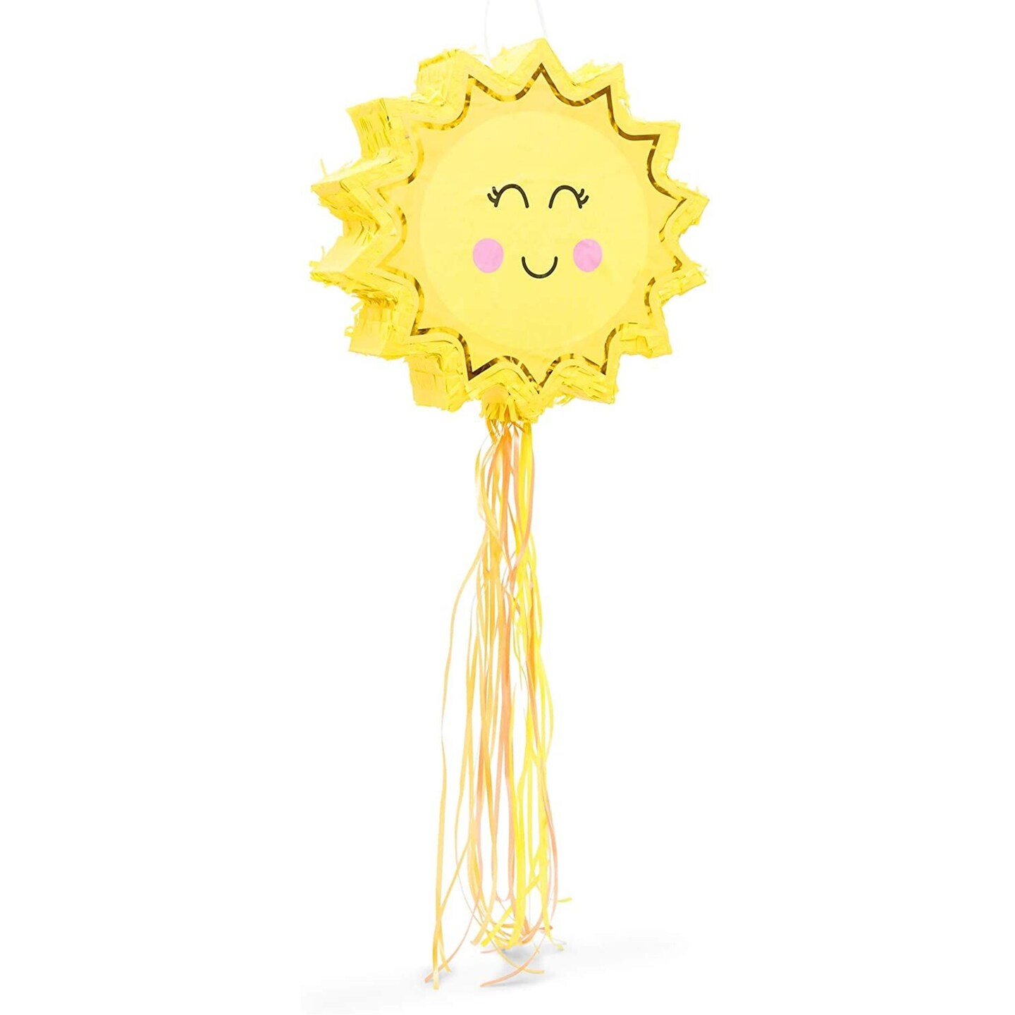 Small Pull String Sun Pinata for Sunshine Party Decorations, Birthday, Baby Shower (14 x 13 x 3 In)