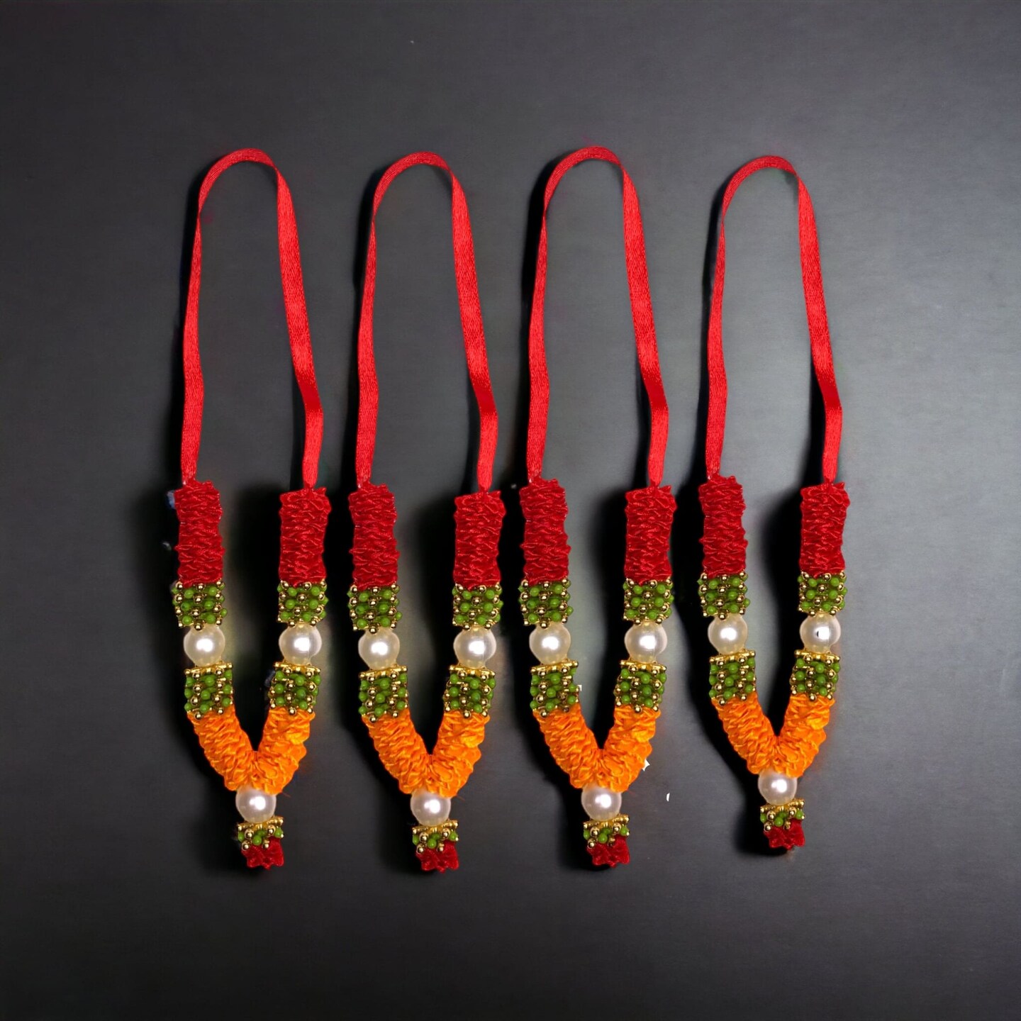 Set Of 4 ( 4 Inches) Mini Idol Mala, Makhamali Bhagwan Haar