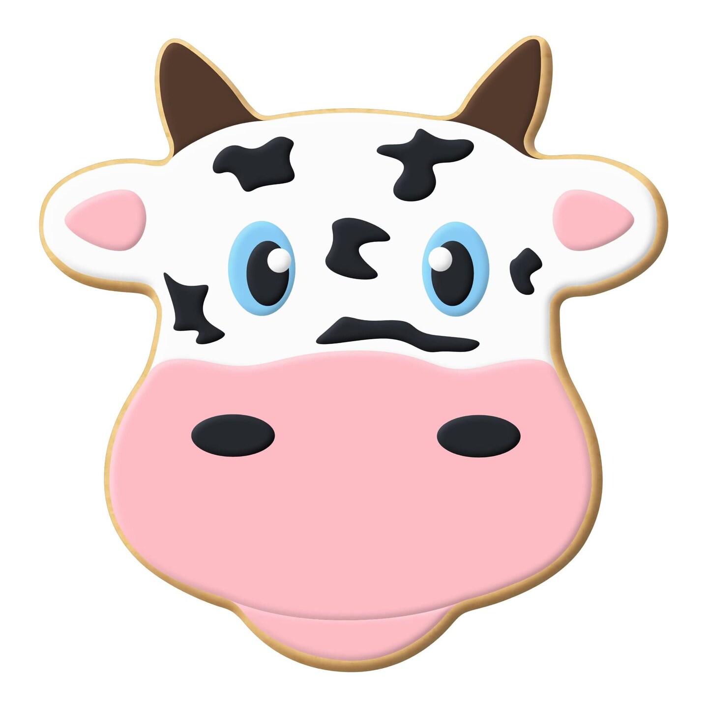 Cow Face Cookie Cutter 4.25 in B1608, CookieCutter.com, Tin Plated Steel, Handmade in the USA