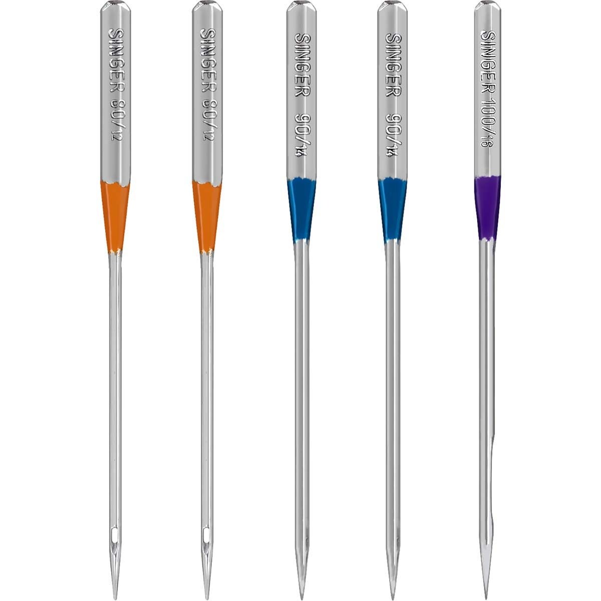 SINGER Universal Regular Point Overlock Machine Needles-Sizes 11/80 (2), 14/90 (2) & 16/100 (1)