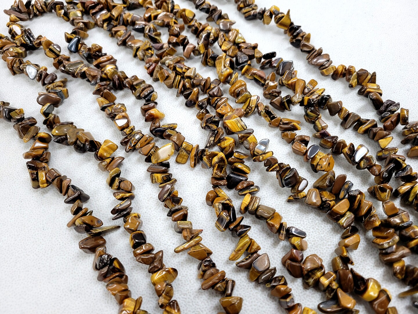 Tiger&#x27;s Eye Chunky Crystal Beads Drilled Gemstone Chips