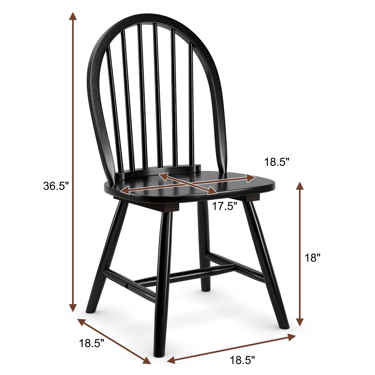 Costway Set of 4 Vintage Windsor Dining Side Chair Wood Spindleback Kitchen Room Black\White