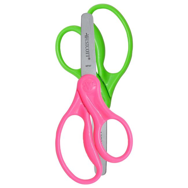 5 Hard Handle Kids Scissors, Blunt, Assorted Colors, Pack of 2 - ACM13168