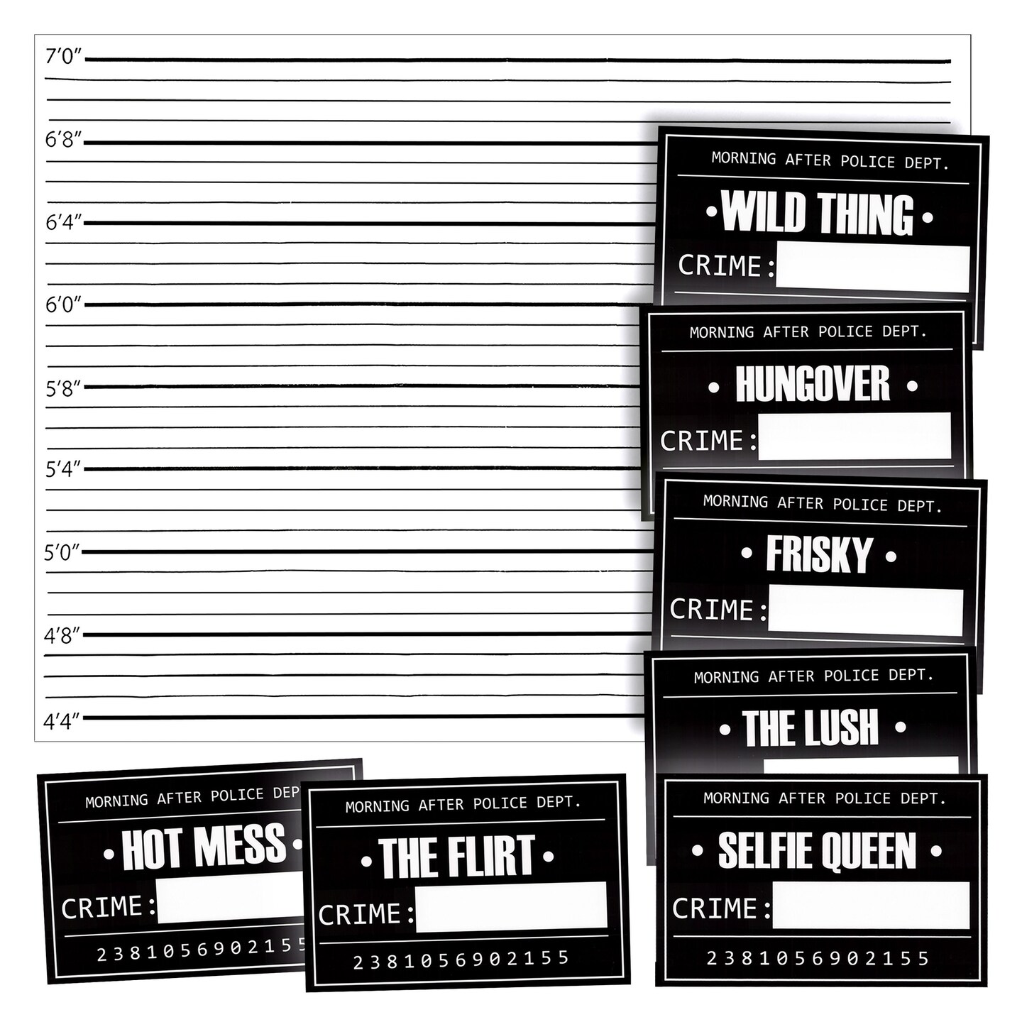 25 Piece Mug Shot Signs with Height Chart for Photo Booth Backdrop