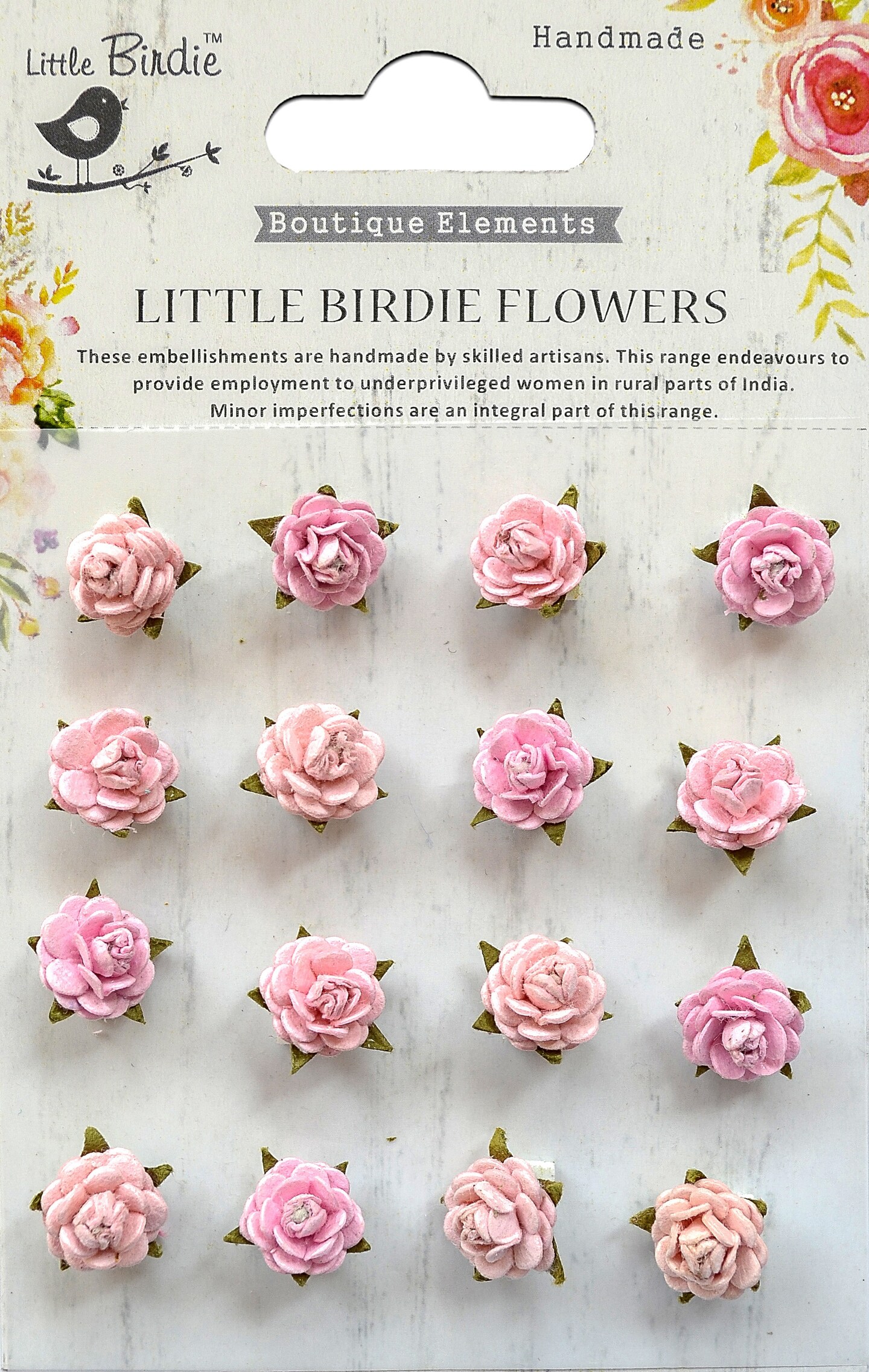 Little Birdie Beaded Micro Roses 16/Pkg