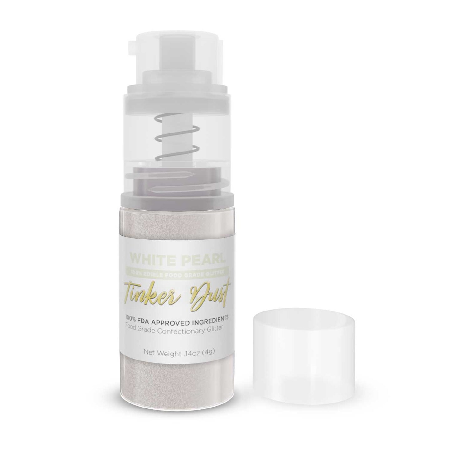 White Pearl Edible Glitter Spray - Edible Powder Dust Spray Glitter for Food, Drinks, Strawberries, Muffins, Cake Decorating. FDA Compliant (4 Gram Pump)