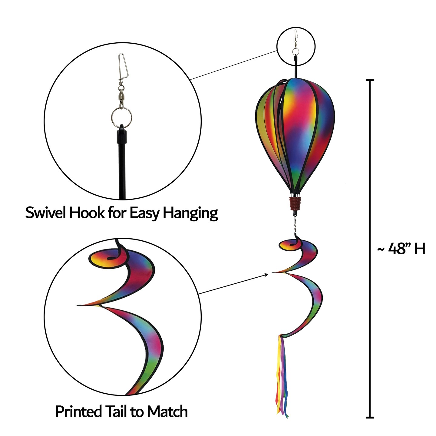 In the Breeze 0977 - Jewel Hot Air Balloon Spinner - Outdoor Hanging Decoration