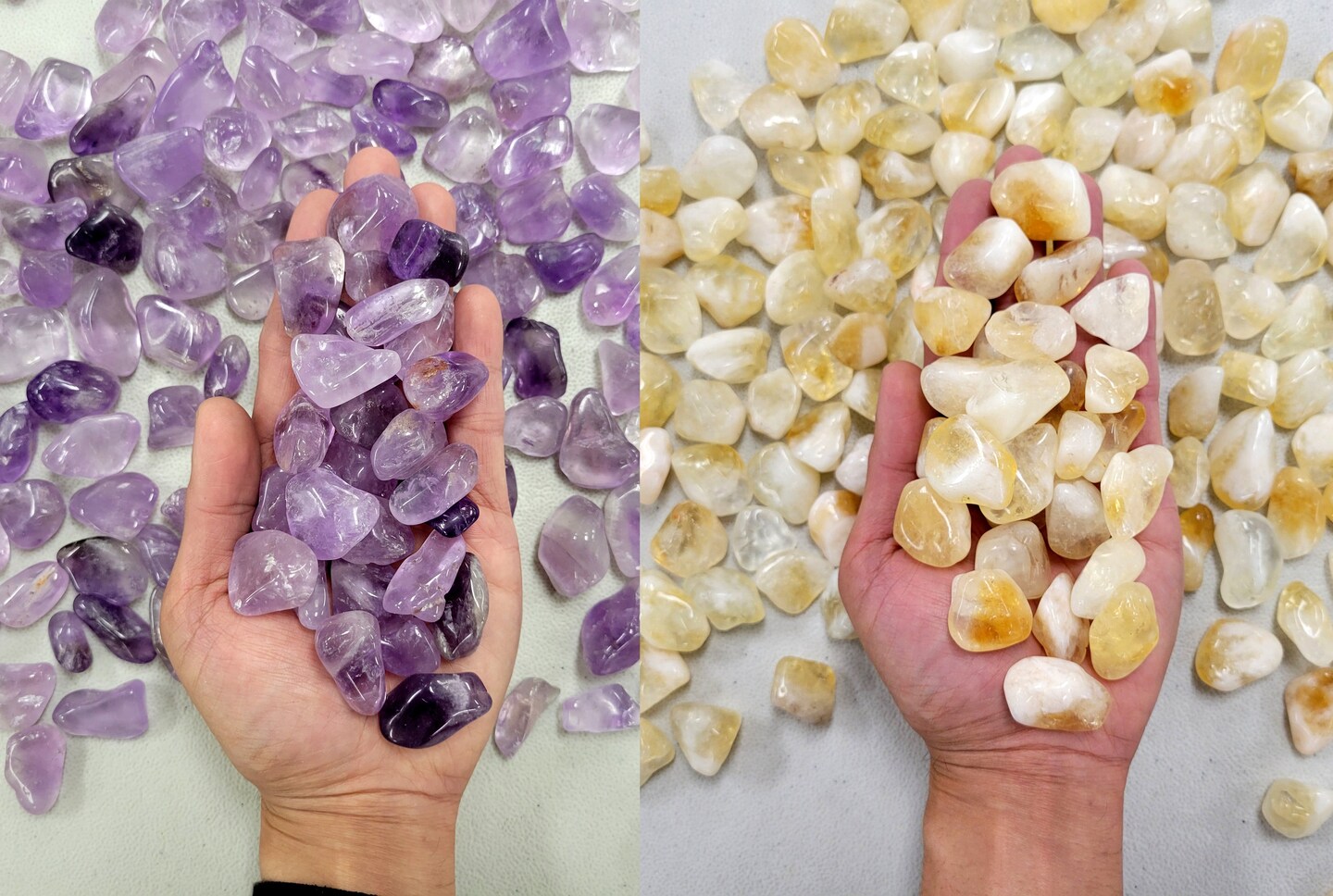 Amethyst &#x26; Citrine Tumbled Crystals Combo Pendant Size