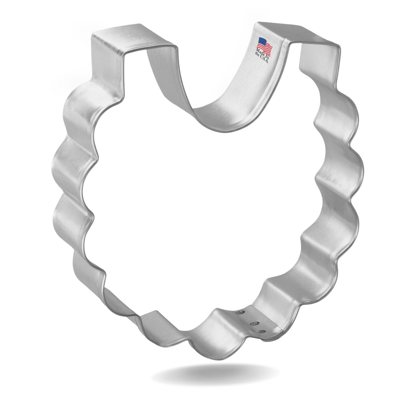 Baby Bib Cookie Cutter 3.25", CookieCutter.com, Tin Plated Steel, Handmade in the USA