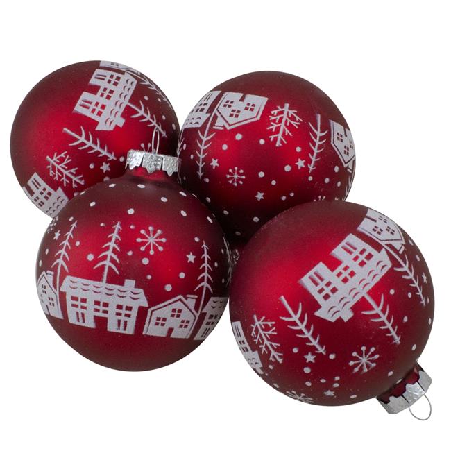 NorthLight 34313362 3.2 in. Glass Ball Hanging Christmas Decorations - Set of 4