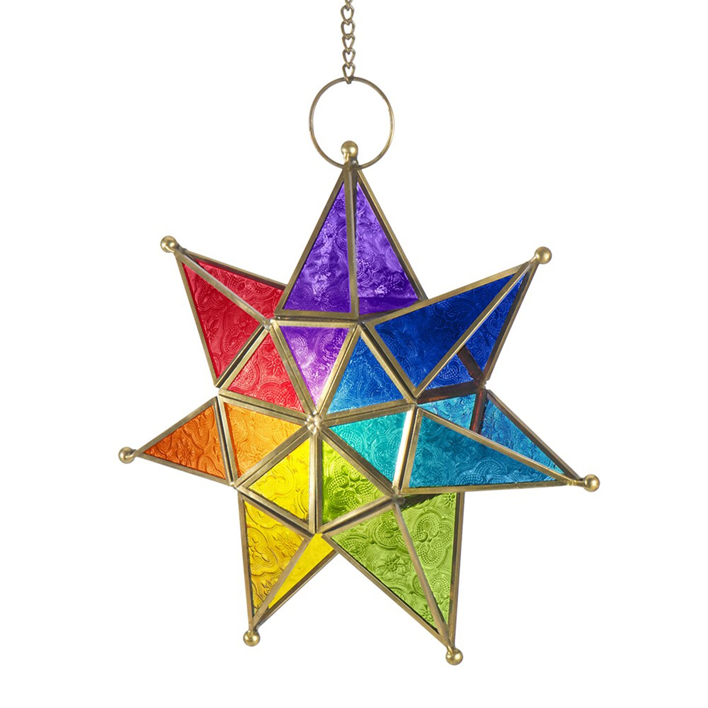 Rainbow Seven Point Star Tealight Lantern