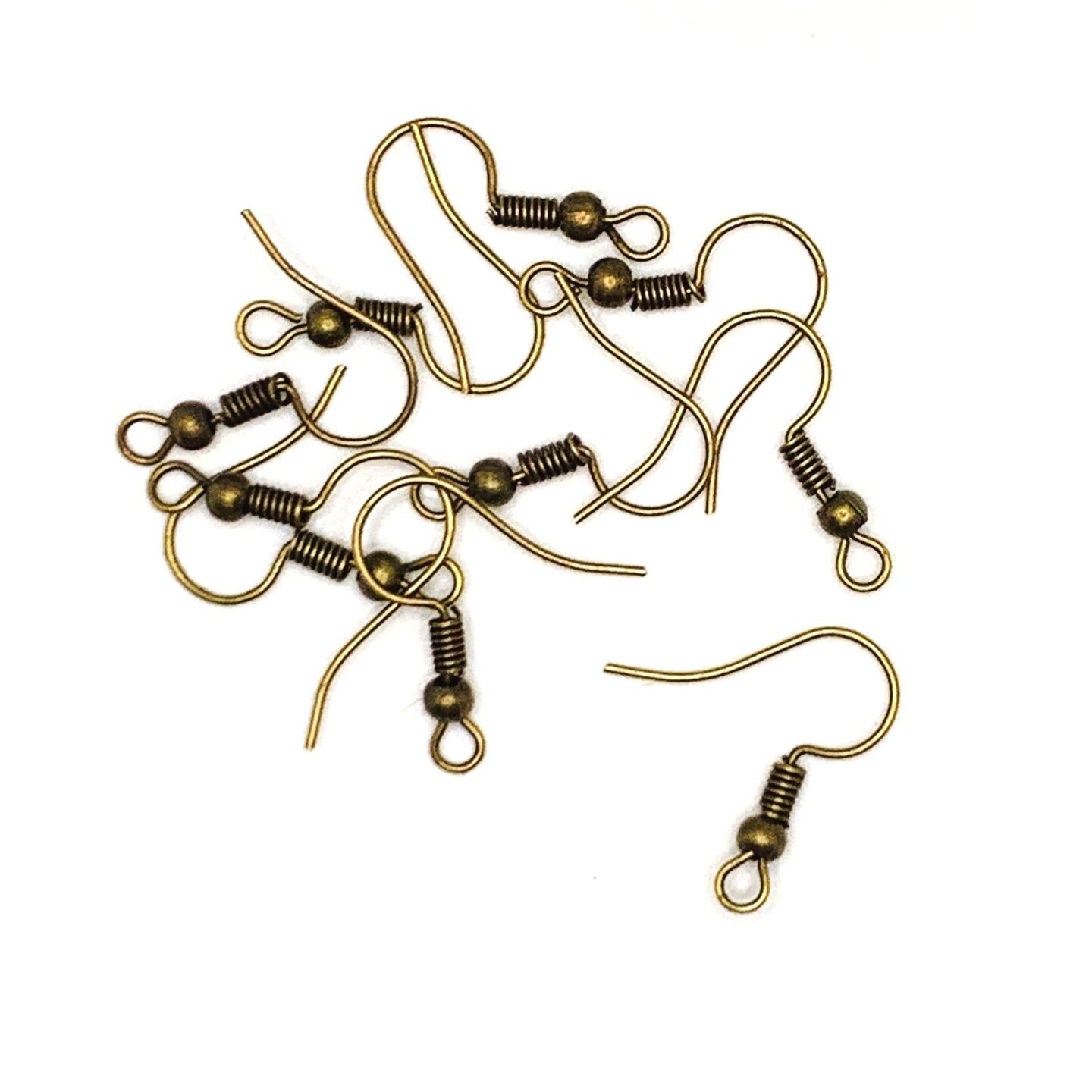 100 or 500 Pieces: Bronze Fish Hook Earring Wires with Spring and Ball