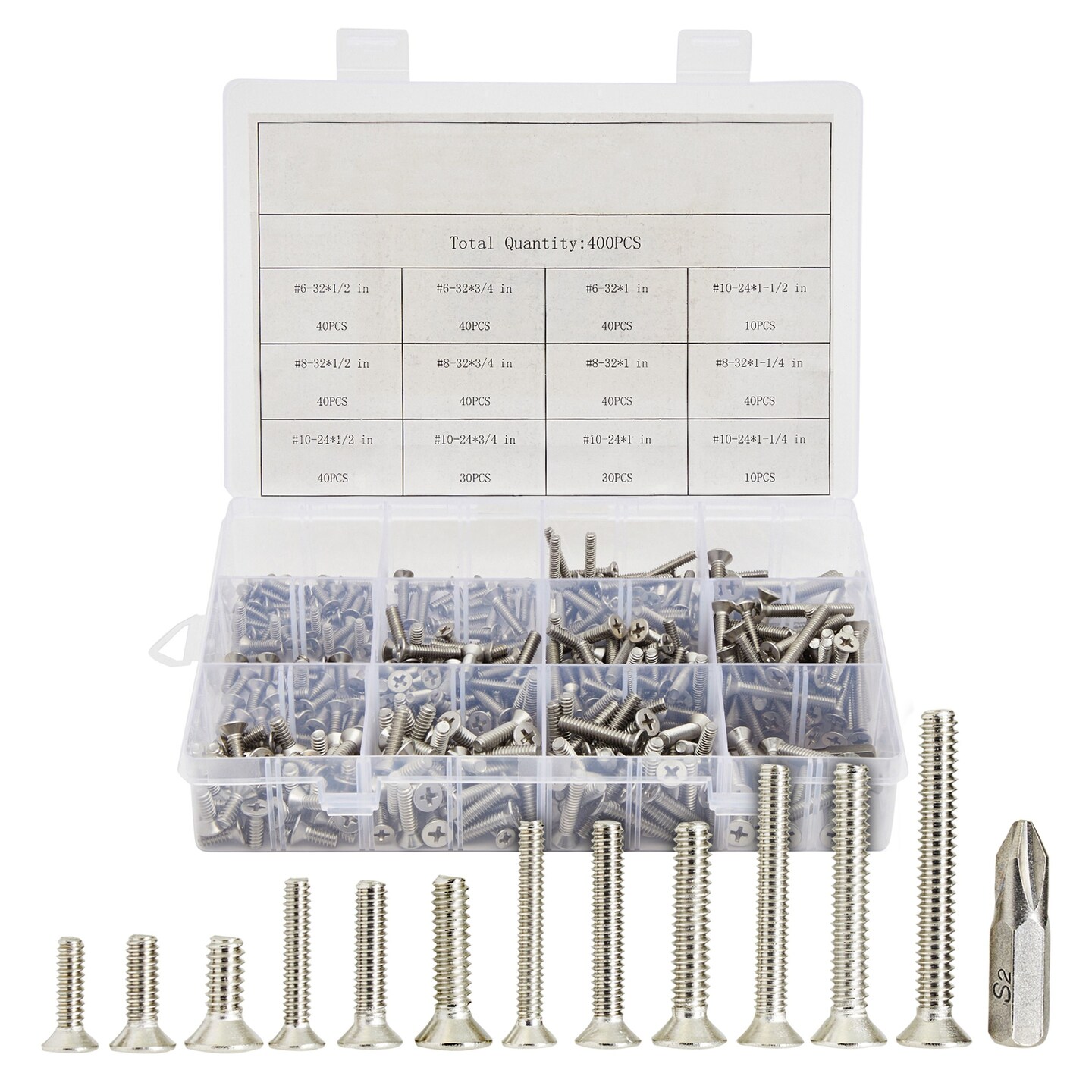 400-piece-machine-screw-assortment-kit-304-stainless-steel-flathead