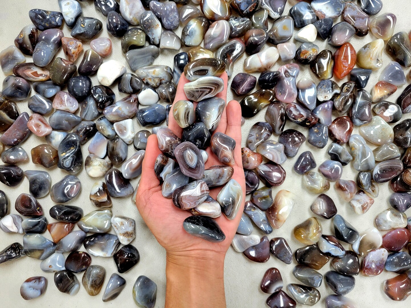 Tumbled Gray Botswana Agates Crystals - Size 3/4 to 2 inch