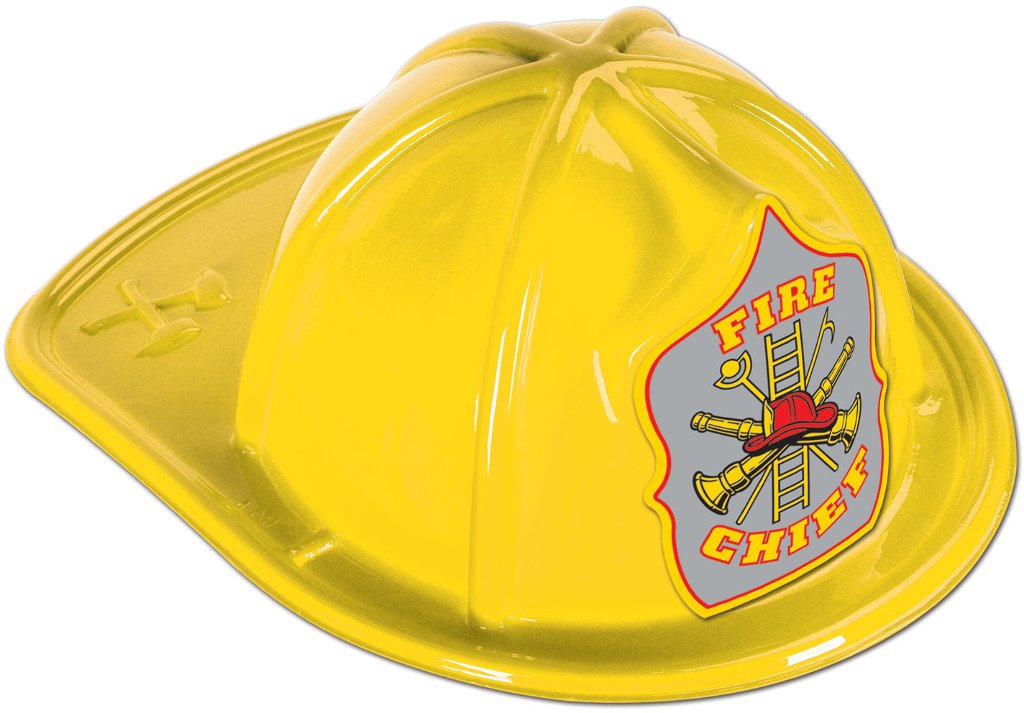 Yellow Plastic Fire Chief Hat (Pack of 48)