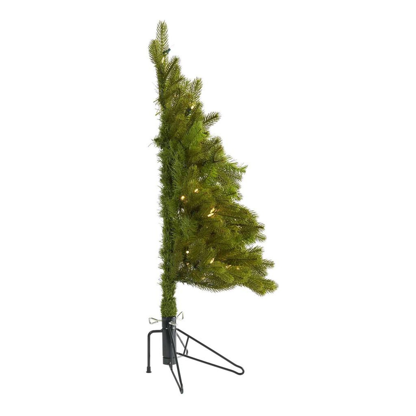 Nearly Natural 3&#x27; Cambridge Spruce Flat Back Artificial Christmas Tree with 50 Warm White (Multifunction) LED Lights and 113 Bendable Branches