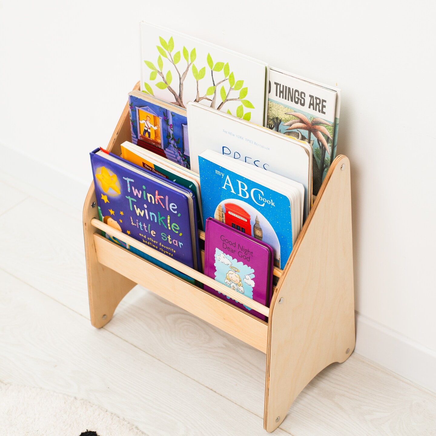 Montessori Bookshelf, Wooden Kids Bookcase,Baby Neutral Room Storage, Nursery Decor