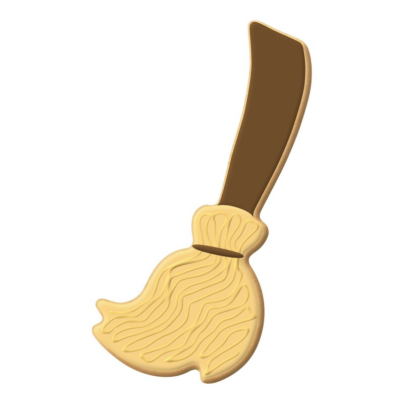 Halloween Witch Broom Cookie Cutter 5 in, CookieCutter.com, Tin Plated Steel, Handmade in the USA