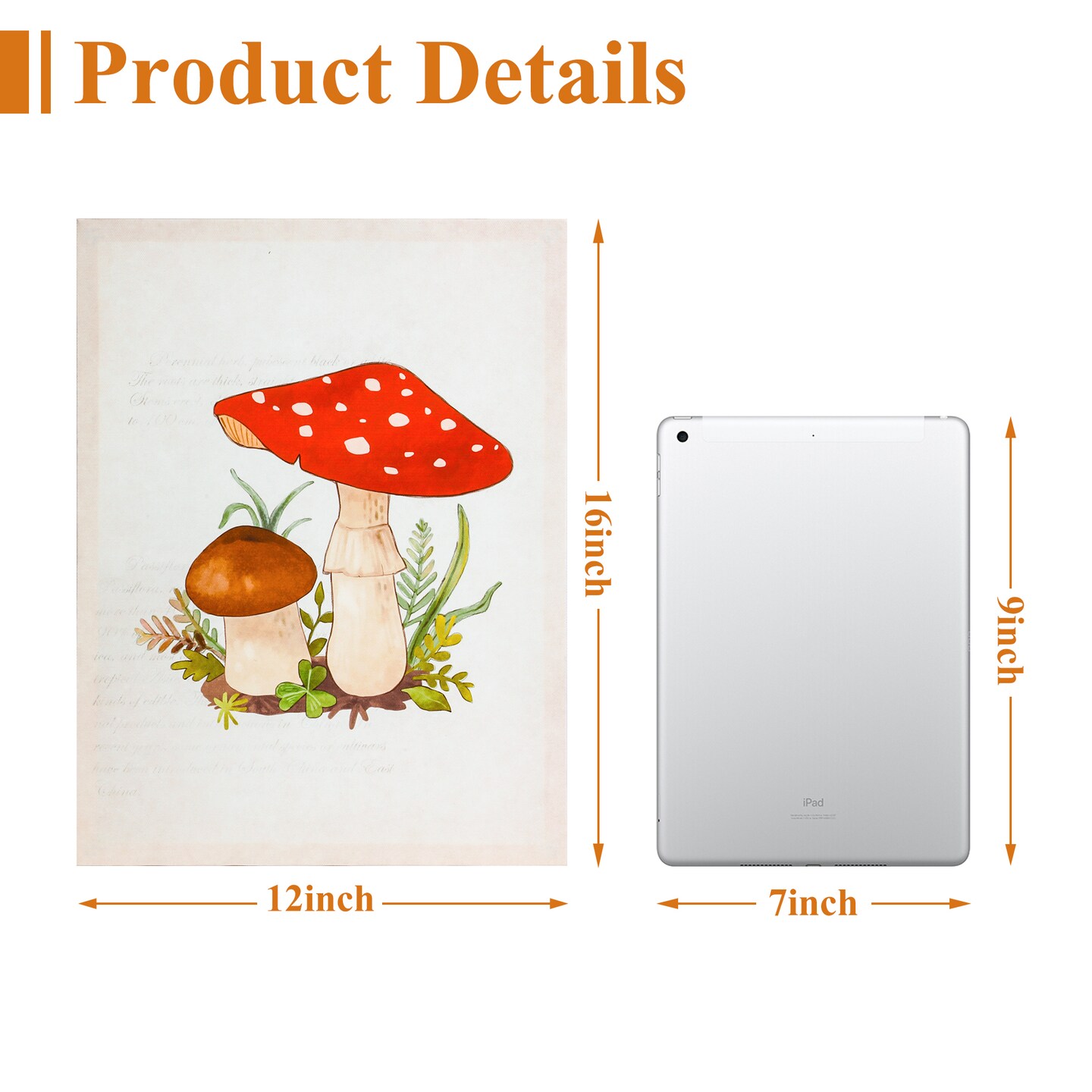 12&#x22;x15.9&#x22; Mushroom Wall Decor Canvas Wall Art 3 Piece Framed Wall Art