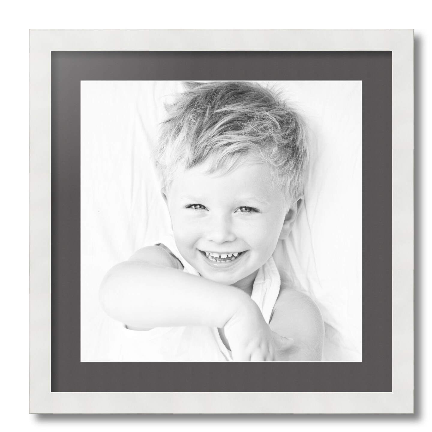 ArtToFrames 20x20" Matted Picture Frame with 16x16" Single Mat Photo Opening Framed in 1.25" White and 2" Mat (FWM-3966-20x20)