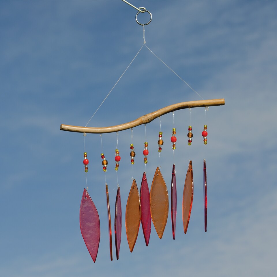 In the Breeze Hot Glass and Bead Wind Chime - Colorful Hanging Suncatcher - Hanging Glass Decoration