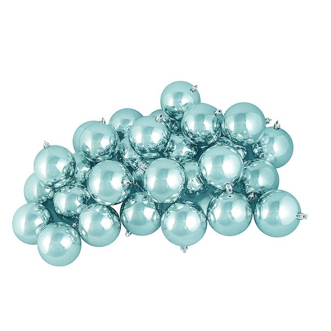 Gordon  3.25 in. 80 mm Shiny Mermaid Blue Shatterproof Christmas Ball Ornaments, 32 Count