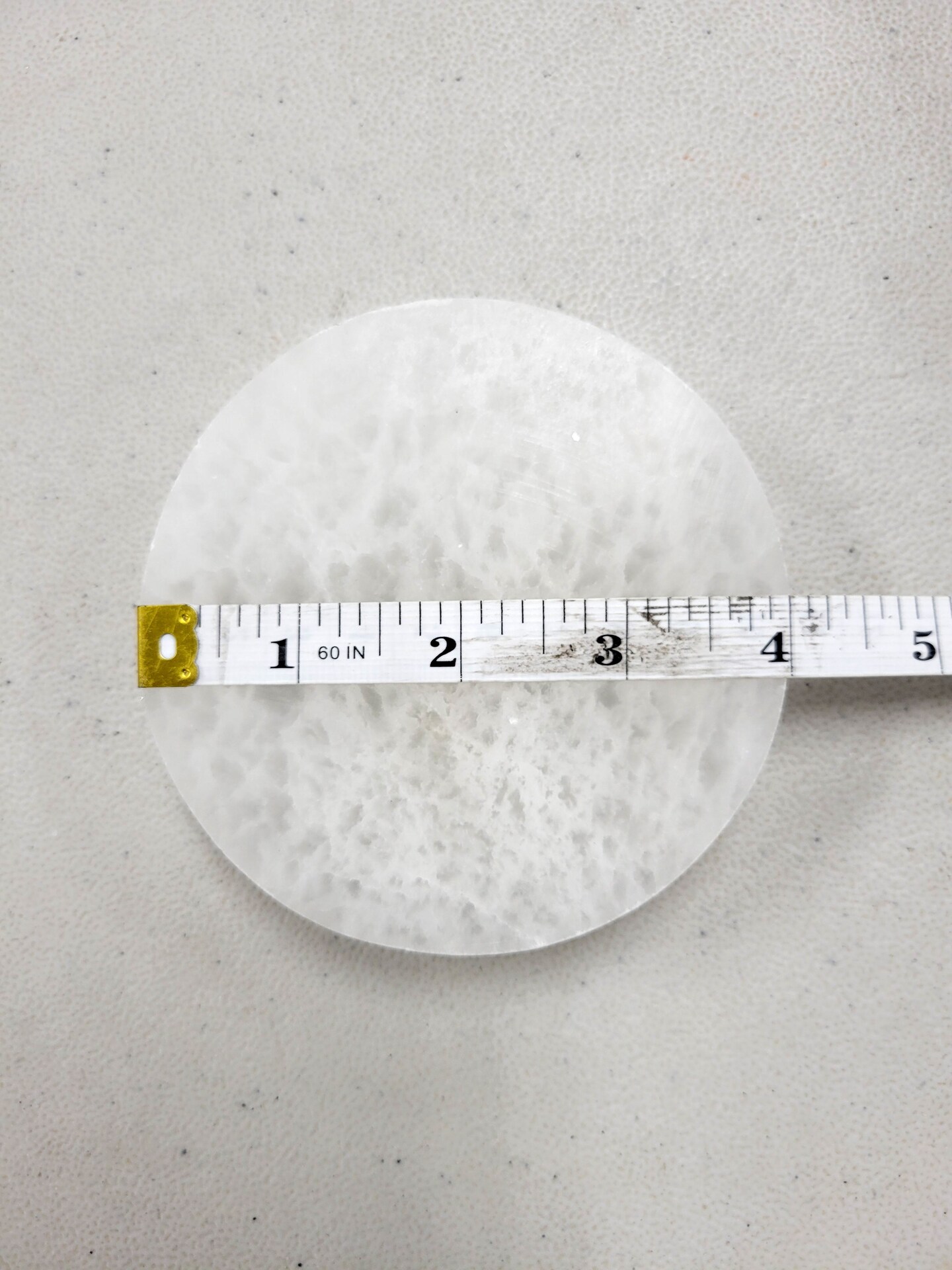 Polished Selenite Crystal Round Charging Plate 4&#x22;