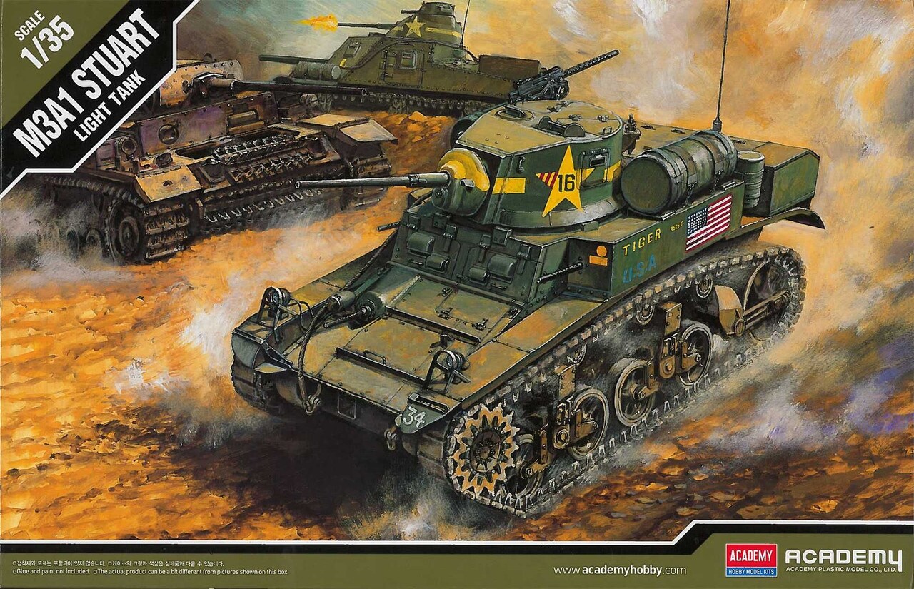 Academy  1/35 U.S M3A1 Stuart Light Tank Plastic Model