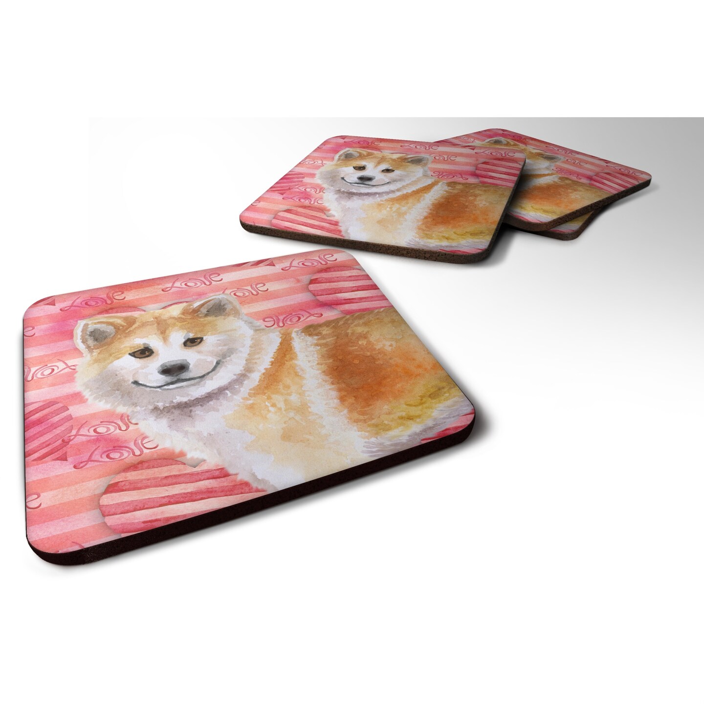 &#x22;Caroline&#x27;s Treasures Shiba Inu Love Decorative coasters, Multicolor&#x22;