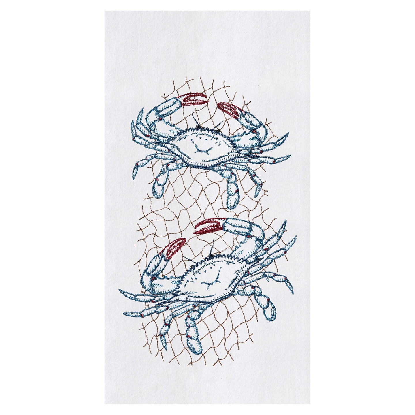 Crab Net Flour Sack Embroidered Cotton Kitchen Towel