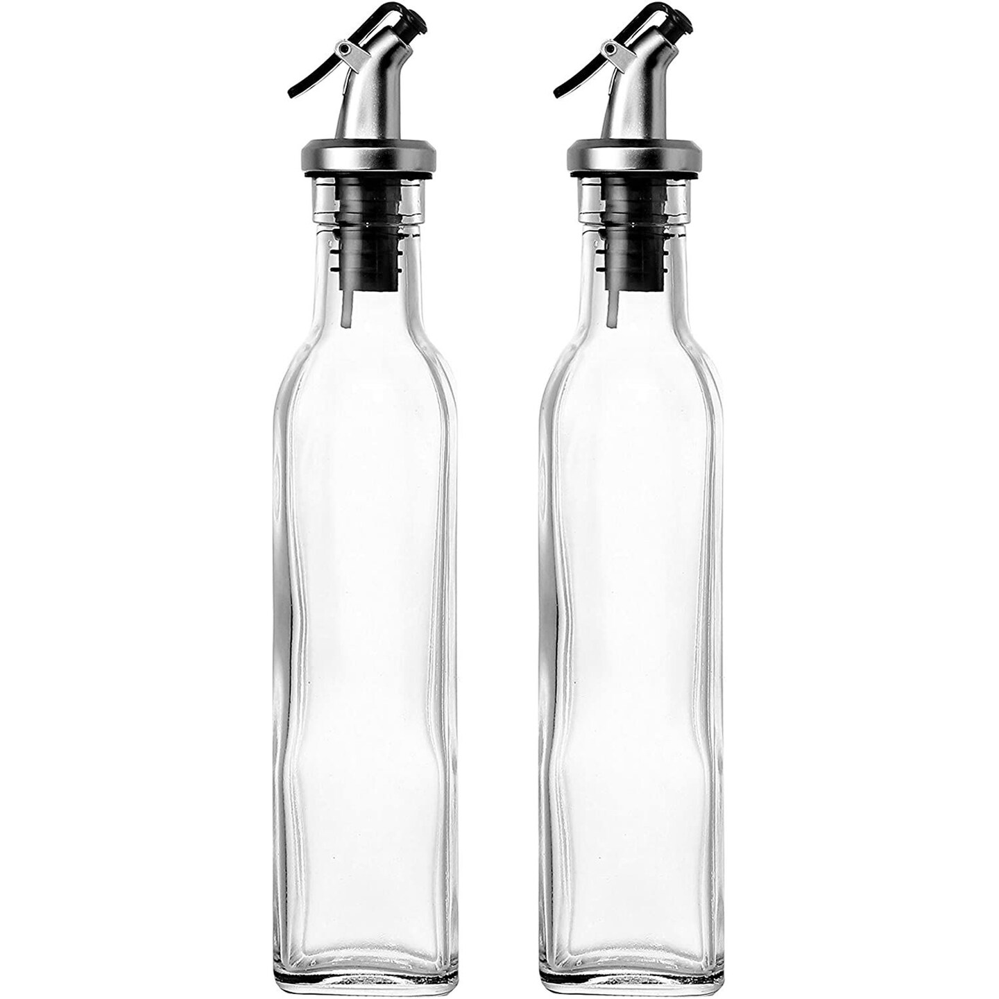 Juvale Olive Oil Dispenser &#x2013; 2 Pack 250ml 8.5oz Glass Oil Bottle, Oil and Vinegar Cruet with Dispenser - Clear