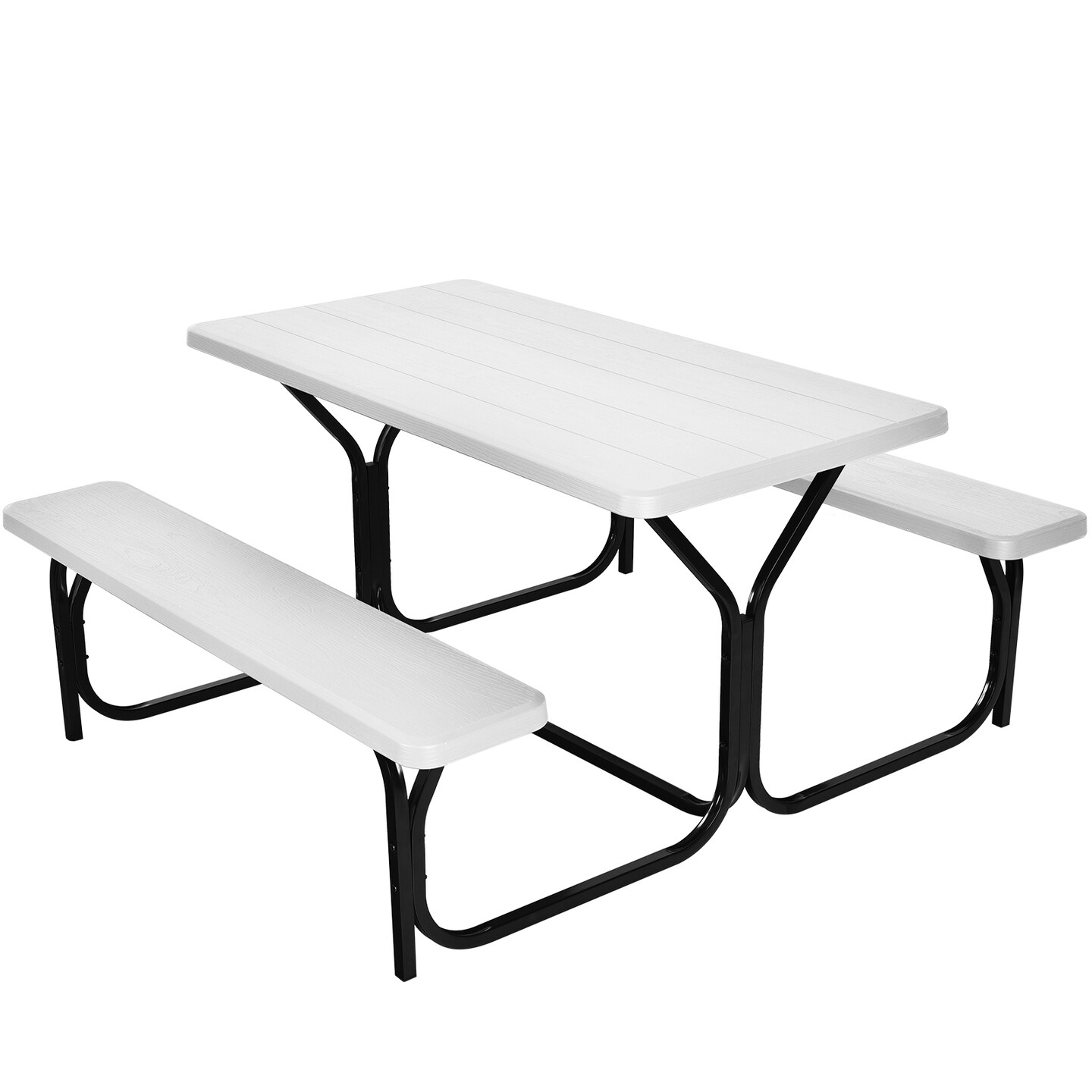 Costway Picnic Table Bench Set Outdoor Backyard Patio Garden Party Dining All Weather Black/White/Grey/Brown/Green