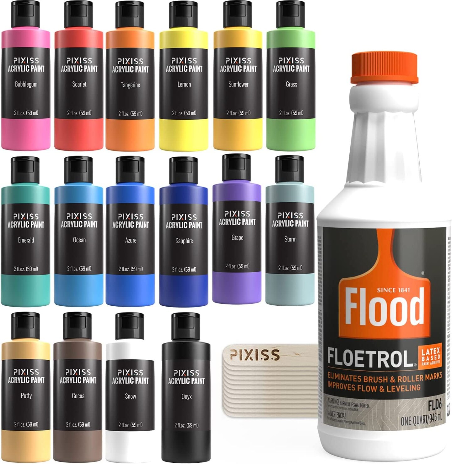  U.S. Art Supply Floetrol Paint Additive Pouring Medium for  Acrylic Paint and 50 Mixing Sticks : Arts, Crafts & Sewing