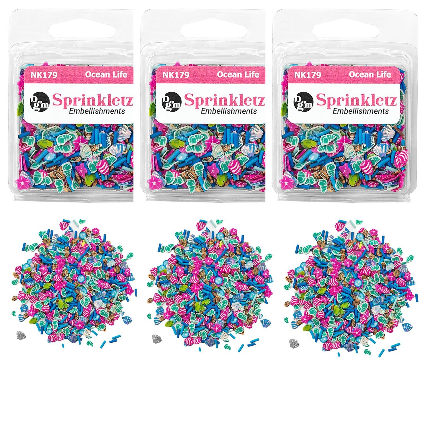 Buttons Galore Sprinkletz DIY Craft Embellishment Polymer Clay Pieces 36 Grams - 3 Packs of Ocean Life